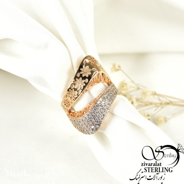 انگشتر زنانه‌برند ژوپینگ ضدحساسیت بارنگی ثابت وآبکاری طلا